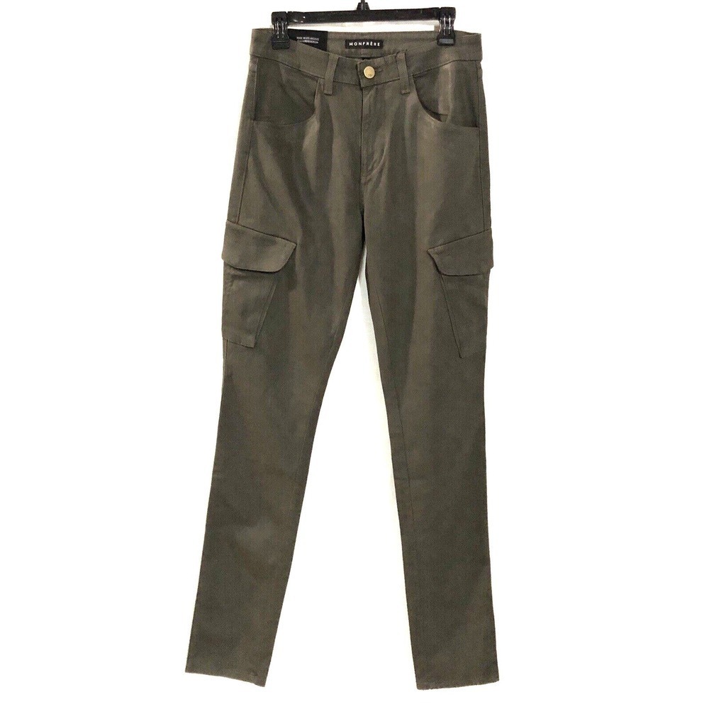 Monfrere Skinny Cargo Pants Mens 31 Preston Coated Verdant Green USA Made $328